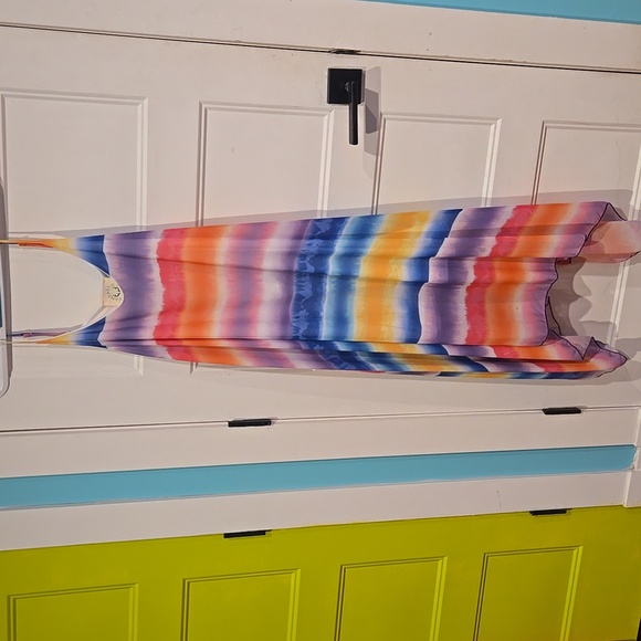 Fantastic Fawn rainbow tie dye dress boho flowy vibrant colors sz medium NWOT Ne - Picture 2 of 9